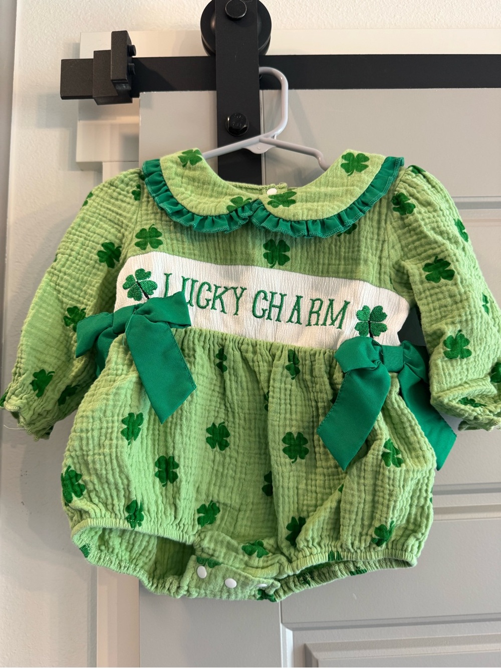 Lucky Charm Shamrock Baby Bubble Romper - Green